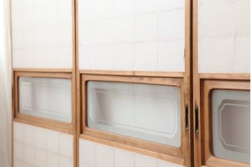 アンティーク建具　昭和初期　レトロ　細身の障子戸4枚セット(引き戸)(R-037041)