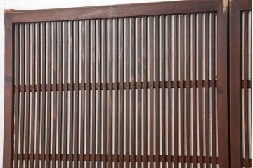 アンティーク建具　大正昭和初期　和モダンにもマッチ!桟が上品な裏障子付き格子戸4枚セット(ガラス帯戸、引き戸)(R-037042)