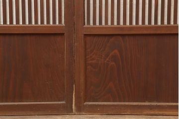 アンティーク建具　大正昭和初期　和モダンにもマッチ!桟が上品な裏障子付き格子戸4枚セット(ガラス帯戸、引き戸)(R-037042)