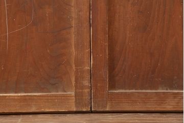 アンティーク建具　大正昭和初期　和モダンにもマッチ!桟が上品な裏障子付き格子戸4枚セット(ガラス帯戸、引き戸)(R-037042)