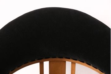 和製アンティーク　黒いファブリックに鋲が打たれた、メンズライクなデザインが格好いい回転チェア(回転椅子、ドクターチェア、椅子)(R-037043)