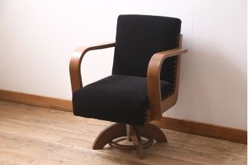 ビンテージ家具　昭和中期　昭和レトロな回転チェア(回転椅子、ドクターチェア、アームチェア、ワークチェア)(R-037044)