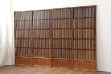 アンティーク建具　昭和初期　幅が狭めの格子戸4枚セット(引き戸、建具)(R-037047)
