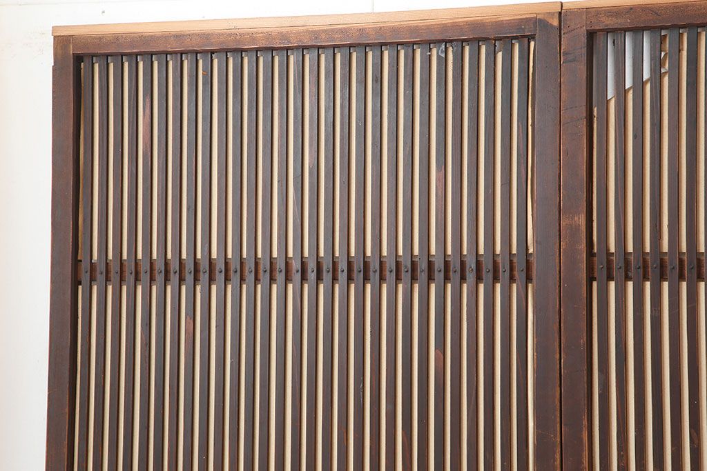 アンティーク建具　昭和初期　幅が狭めの格子戸4枚セット(引き戸、建具)(R-037047)