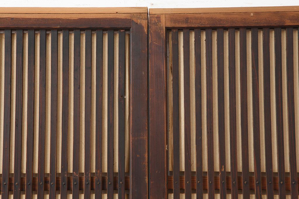 アンティーク建具　昭和初期　幅が狭めの格子戸4枚セット(引き戸、建具)(R-037047)