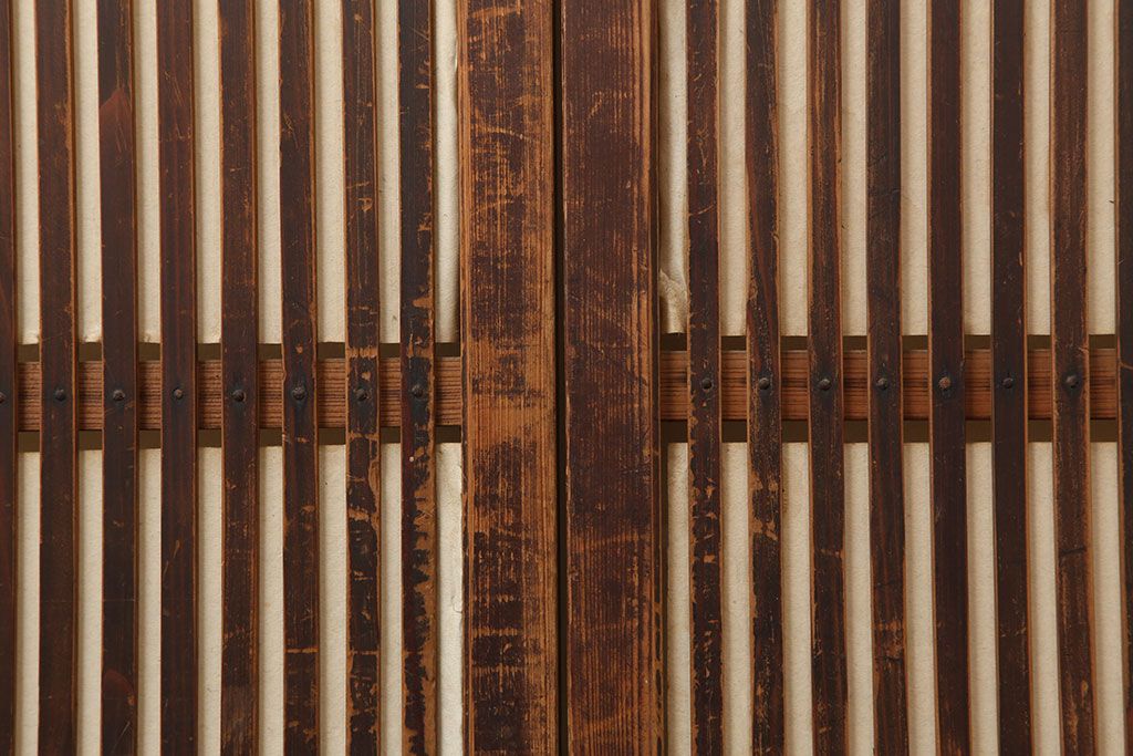 アンティーク建具　昭和初期　幅が狭めの格子戸4枚セット(引き戸、建具)(R-037047)