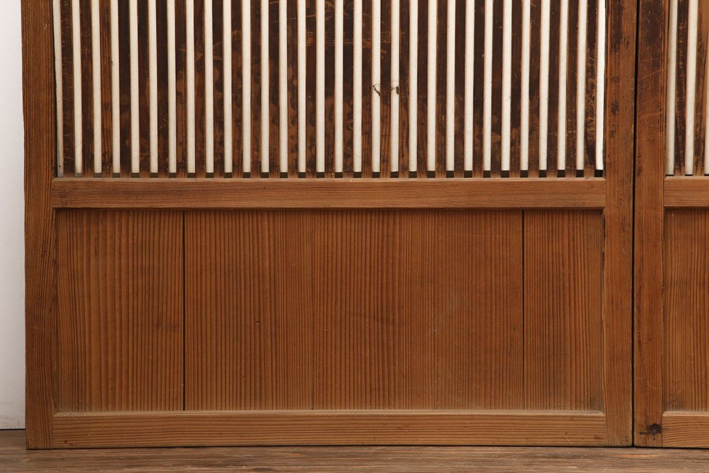 アンティーク建具　昭和初期　幅が狭めの格子戸4枚セット(引き戸、建具)(R-037047)