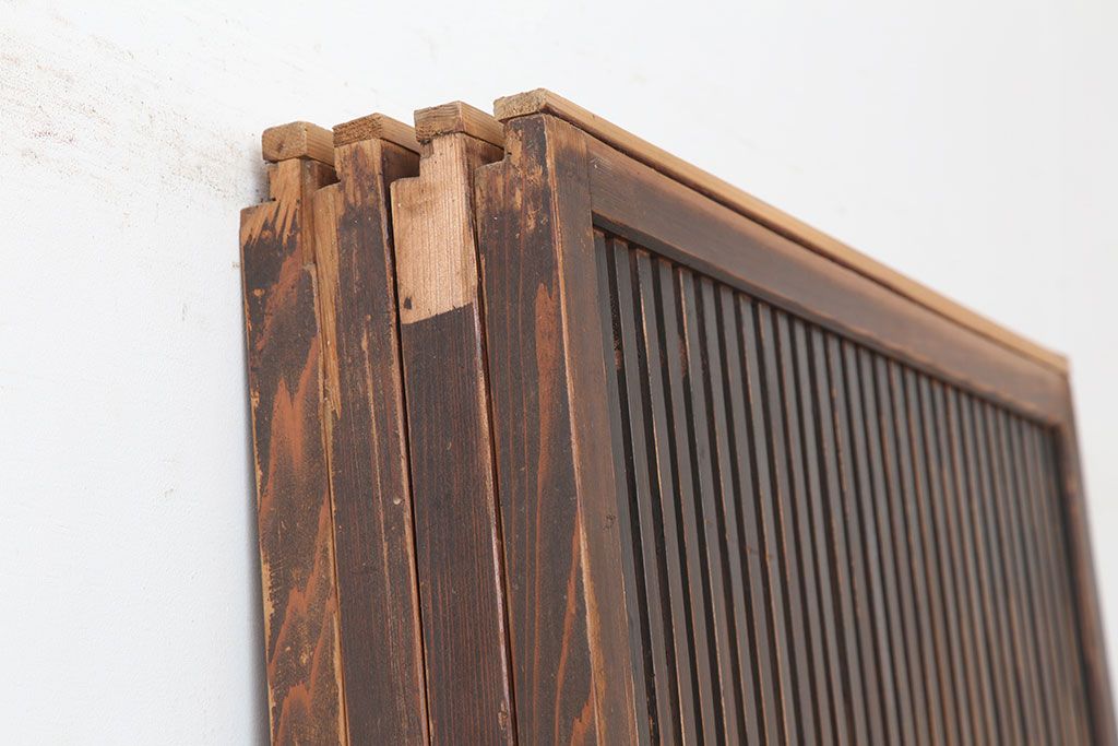 アンティーク建具　昭和初期　幅が狭めの格子戸4枚セット(引き戸、建具)(R-037047)