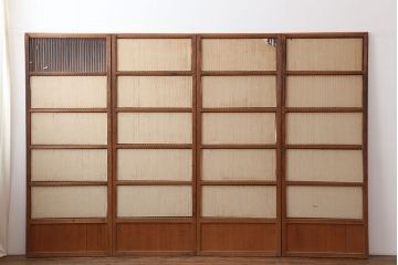 アンティーク建具　昭和初期　幅が狭めの格子戸4枚セット(引き戸、建具)(R-037047)