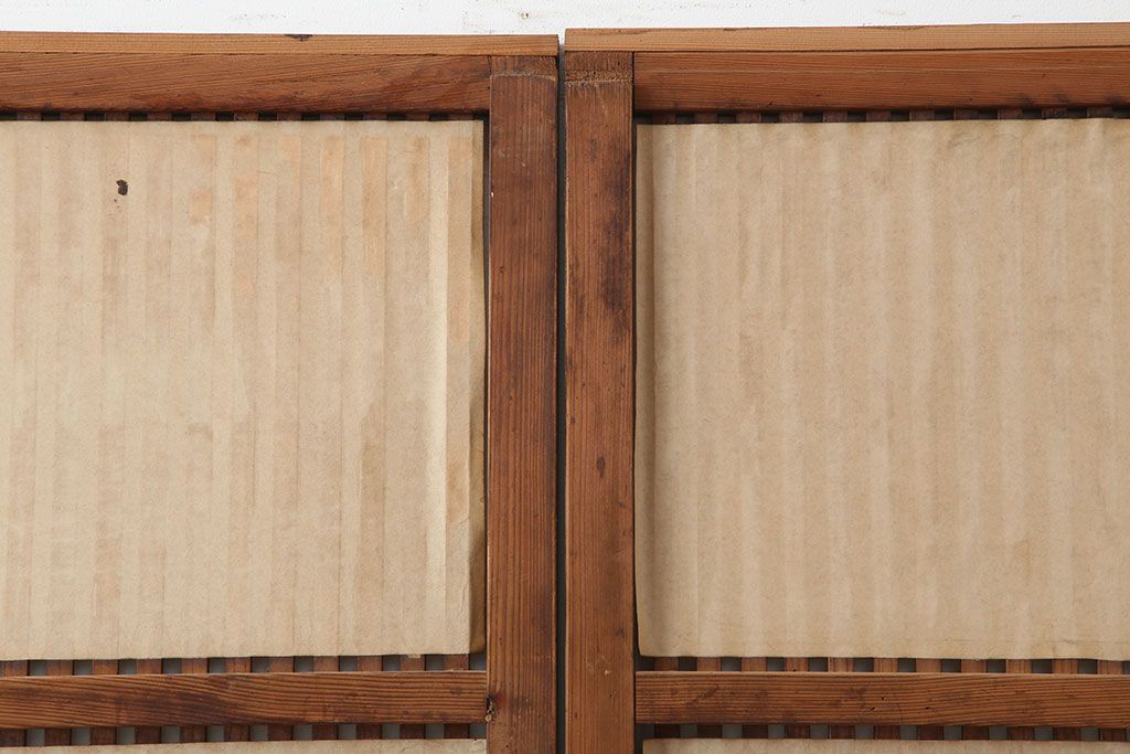 アンティーク建具　昭和初期　幅が狭めの格子戸4枚セット(引き戸、建具)(R-037047)