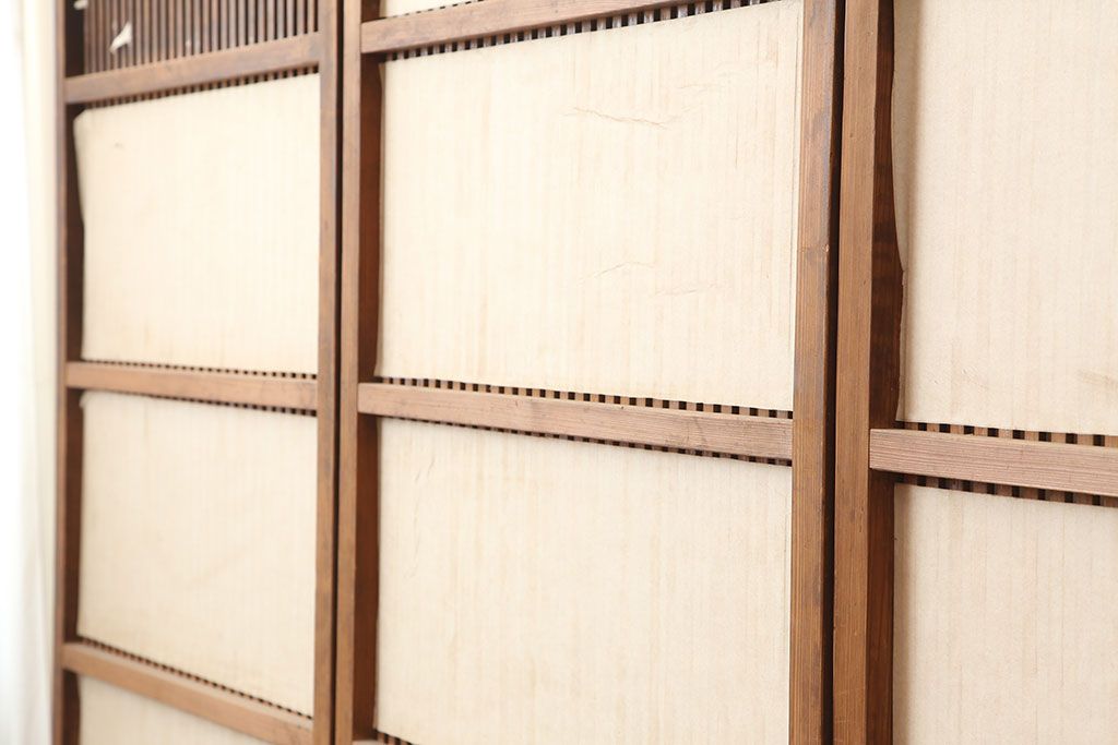 アンティーク建具　昭和初期　幅が狭めの格子戸4枚セット(引き戸、建具)(R-037047)