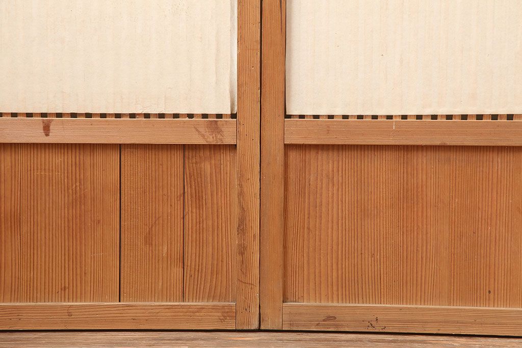 アンティーク建具　昭和初期　幅が狭めの格子戸4枚セット(引き戸、建具)(R-037047)