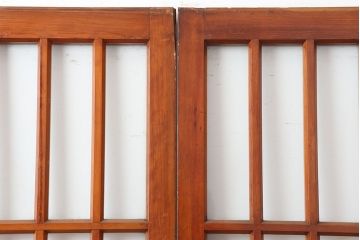 アンティーク建具　昭和初期　腰板ケヤキ材　和の雰囲気を演出するガラス戸2枚セット(引き戸、建具、玄関戸)(R-037048)