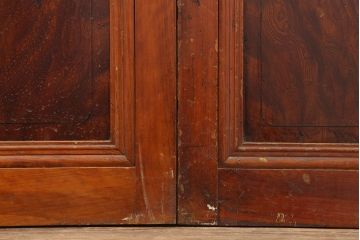 アンティーク建具　昭和初期　腰板ケヤキ材　和の雰囲気を演出するガラス戸2枚セット(引き戸、建具、玄関戸)(R-037048)