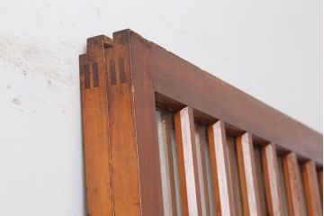 アンティーク建具　昭和初期　腰板ケヤキ材　和の雰囲気を演出するガラス戸2枚セット(引き戸、建具、玄関戸)(R-037048)