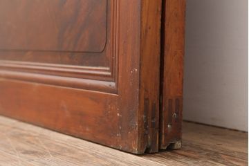 アンティーク建具　昭和初期　腰板ケヤキ材　和の雰囲気を演出するガラス戸2枚セット(引き戸、建具、玄関戸)(R-037048)