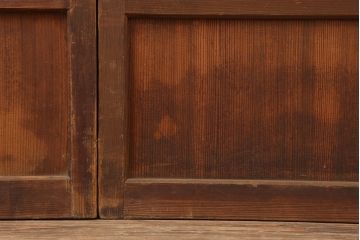 アンティーク建具　昭和初期　裏障子付き!　上質な和の空間づくりにおすすめの格子戸2枚セット(引き戸、建具)(R-037049)