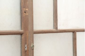 アンティーク建具　昭和初期　幅広いテイストにマッチするシンプルなガラス戸2枚セット(引き戸、建具)(R-037050)