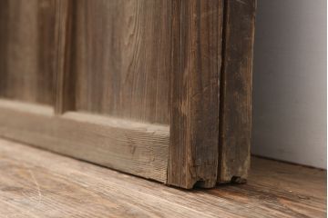 アンティーク建具　昭和初期　幅広いテイストにマッチするシンプルなガラス戸2枚セット(引き戸、建具)(R-037050)