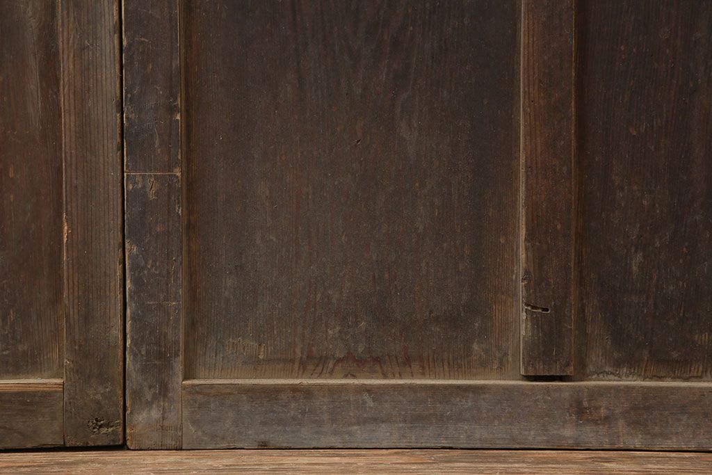 アンティーク建具　昭和初期　幅広いテイストにマッチするシンプルなガラス戸2枚セット(引き戸、建具)(R-037050)