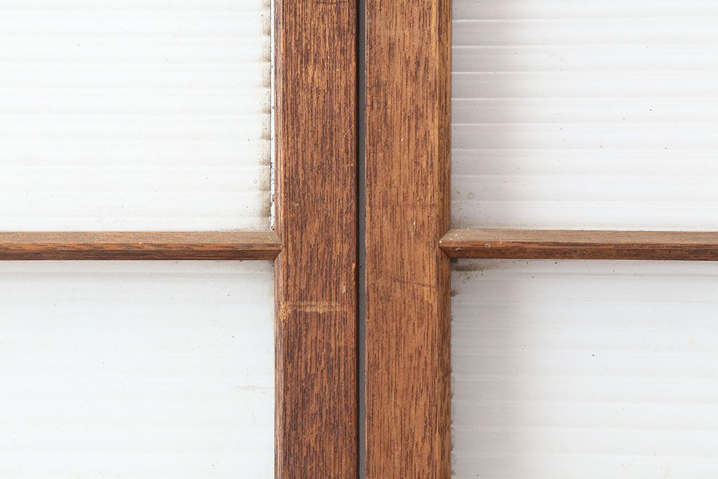 アンティーク建具　昭和中期　モールガラス　シンプルなガラス戸2枚セット(引き戸、建具)(R-037051)