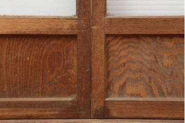 アンティーク建具　昭和中期　モールガラス　シンプルなガラス戸2枚セット(引き戸、建具)(R-037051)