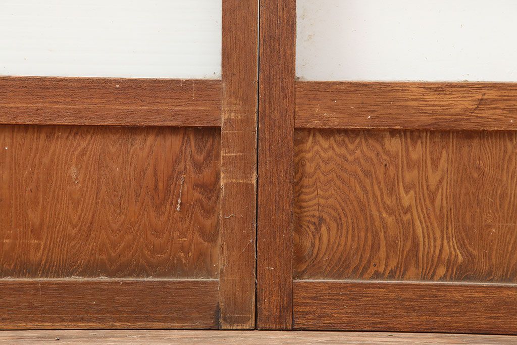 アンティーク建具　昭和中期　モールガラス　シンプルなガラス戸2枚セット(引き戸、建具)(R-037051)