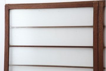 アンティーク建具　昭和中期　モールガラス　シンプルなガラス戸2枚セット(引き戸、建具)(R-037051)