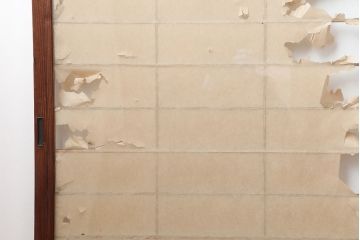 アンティーク建具　昭和初期　摺り上げ　　腰板杉材　うずら杢　風情あるインテリアにおすすめな雪見障子戸4枚セット(建具、擦り上げ障子戸、擦上障子戸、引き戸)(R-037052)