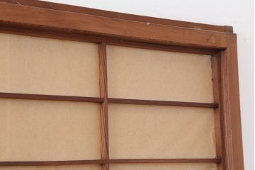 アンティーク建具　昭和初期　摺り上げ　　腰板杉材　うずら杢　風情あるインテリアにおすすめな雪見障子戸4枚セット(建具、擦り上げ障子戸、擦上障子戸、引き戸)(R-037052)