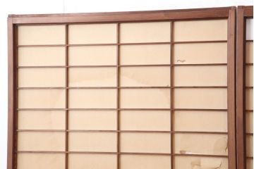 アンティーク建具　昭和中期　摺り上げ　腰板杉材　うずら杢が美しい雪見障子戸3枚セット(建具、擦り上げ障子戸、擦上障子戸、引き戸)(R-037053)