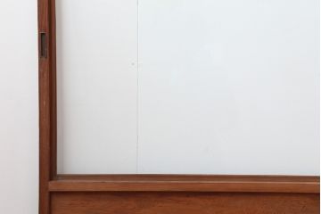 アンティーク建具　昭和中期　摺り上げ　腰板杉材　うずら杢が美しい雪見障子戸3枚セット(建具、擦り上げ障子戸、擦上障子戸、引き戸)(R-037053)
