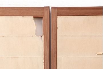 アンティーク建具　昭和中期　摺り上げ　腰板杉材　うずら杢が美しい雪見障子戸3枚セット(建具、擦り上げ障子戸、擦上障子戸、引き戸)(R-037053)