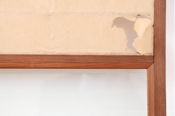 アンティーク建具　昭和中期　摺り上げ　腰板杉材　うずら杢が美しい雪見障子戸3枚セット(建具、擦り上げ障子戸、擦上障子戸、引き戸)(R-037053)
