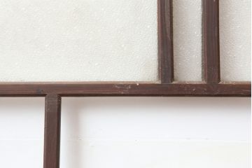 アンティーク建具　シンプルな木製フレームの窓2枚セット(ガラス戸、引き戸)(R-037055)