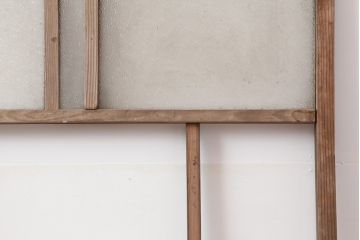 アンティーク建具　シンプルな木製フレームの窓2枚セット(ガラス戸、引き戸)(R-037055)
