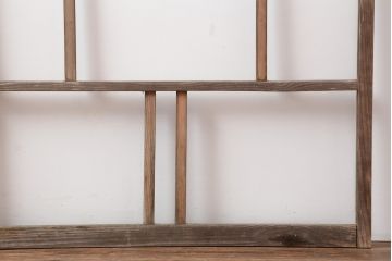 アンティーク建具　シンプルな木製フレームの窓2枚セット(ガラス戸、引き戸)(R-037055)