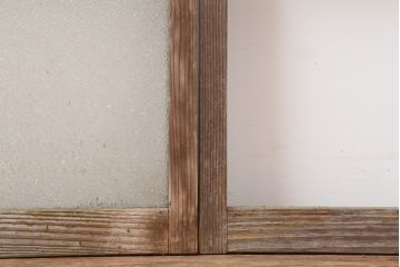 アンティーク建具　シンプルな木製フレームの窓2枚セット(ガラス戸、引き戸)(R-037055)