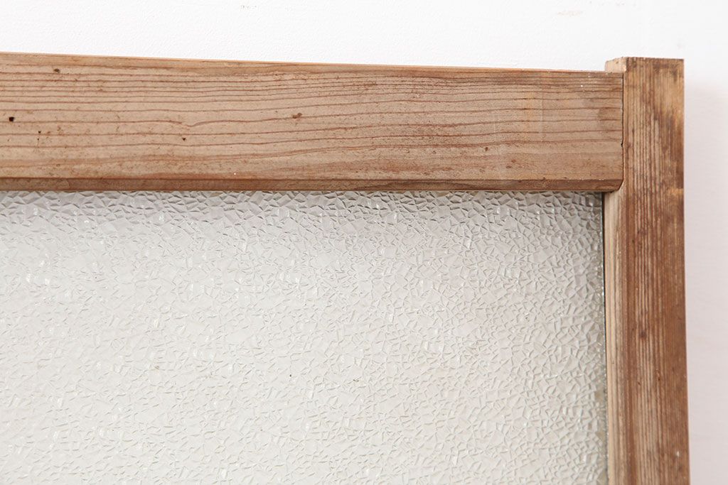 アンティーク建具　ダイヤガラス　素朴な風合いのレトロな窓2枚セット(ガラス戸、引き戸、建具)(R-037056)