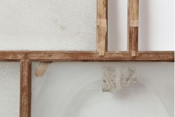 アンティーク建具　ダイヤガラス　素朴な風合いのレトロな窓2枚セット(ガラス戸、引き戸、建具)(R-037056)