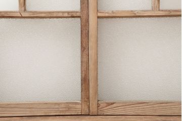アンティーク建具　ダイヤガラス　素朴な風合いのレトロな窓2枚セット(ガラス戸、引き戸、建具)(R-037056)