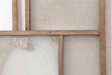 アンティーク建具　ダイヤガラス　素朴な風合いのレトロな窓2枚セット(ガラス戸、引き戸、建具)(R-037056)