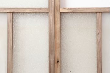 アンティーク建具　ダイヤガラス　素朴な風合いのレトロな窓2枚セット(ガラス戸、引き戸、建具)(R-037056)