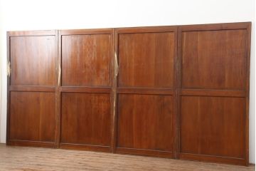 アンティーク建具　大正期　木の味わい深さが魅力の帯戸4枚セット(板戸、引き戸、建具)(R-037058)
