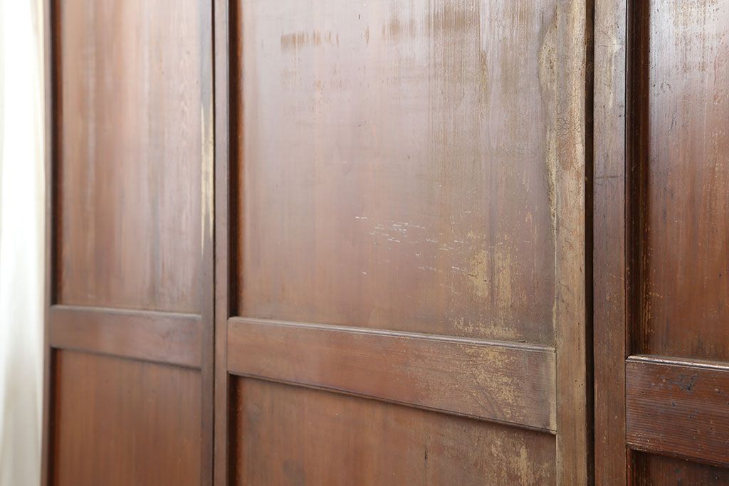 アンティーク建具　大正期　木の味わい深さが魅力の帯戸4枚セット(板戸、引き戸、建具)(R-037058)