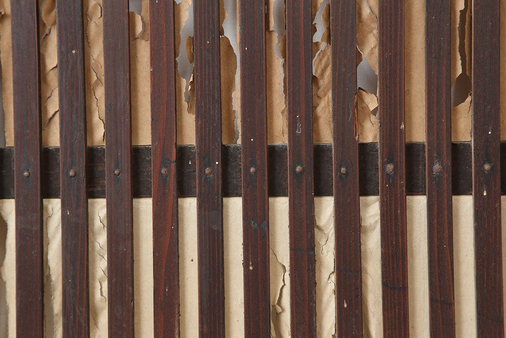 アンティーク建具　大正昭和初期　縦桟が品のある雰囲気を醸し出す格子戸2枚セット(建具、引き戸)(R-037060)