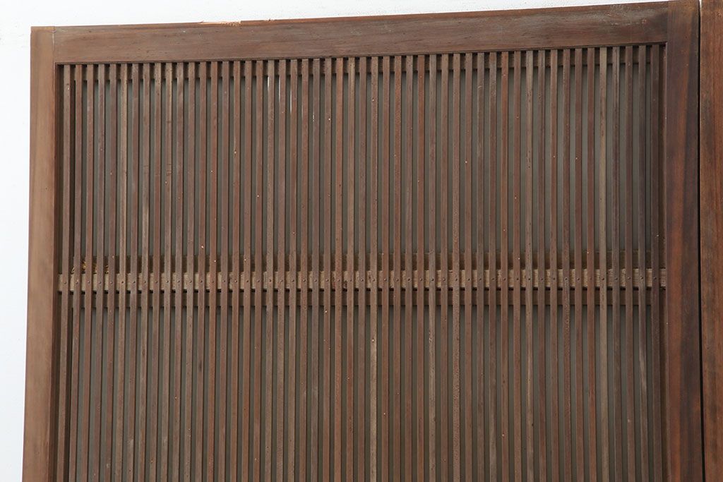 アンティーク建具　腰板ケヤキ材　裏ガラス入り　上手物!和モダンスタイルにおすすめな格子戸2枚セット(ガラス帯戸、建具、引き戸)(R-037061)