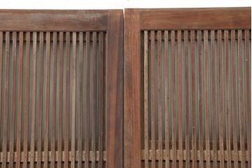 アンティーク建具　腰板ケヤキ材　裏ガラス入り　上手物!和モダンスタイルにおすすめな格子戸2枚セット(ガラス帯戸、建具、引き戸)(R-037061)