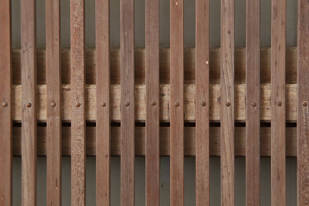 アンティーク建具　腰板ケヤキ材　裏ガラス入り　上手物!和モダンスタイルにおすすめな格子戸2枚セット(ガラス帯戸、建具、引き戸)(R-037061)