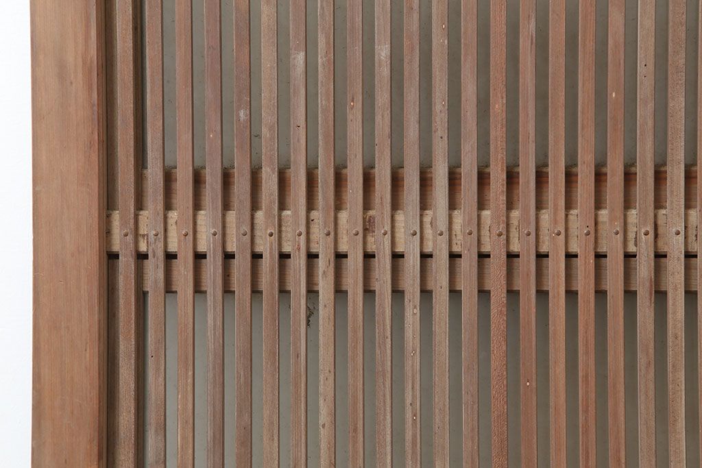 アンティーク建具　腰板ケヤキ材　裏ガラス入り　上手物!和モダンスタイルにおすすめな格子戸2枚セット(ガラス帯戸、建具、引き戸)(R-037061)